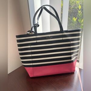 Kate Spade Black and Pink Striped Tote